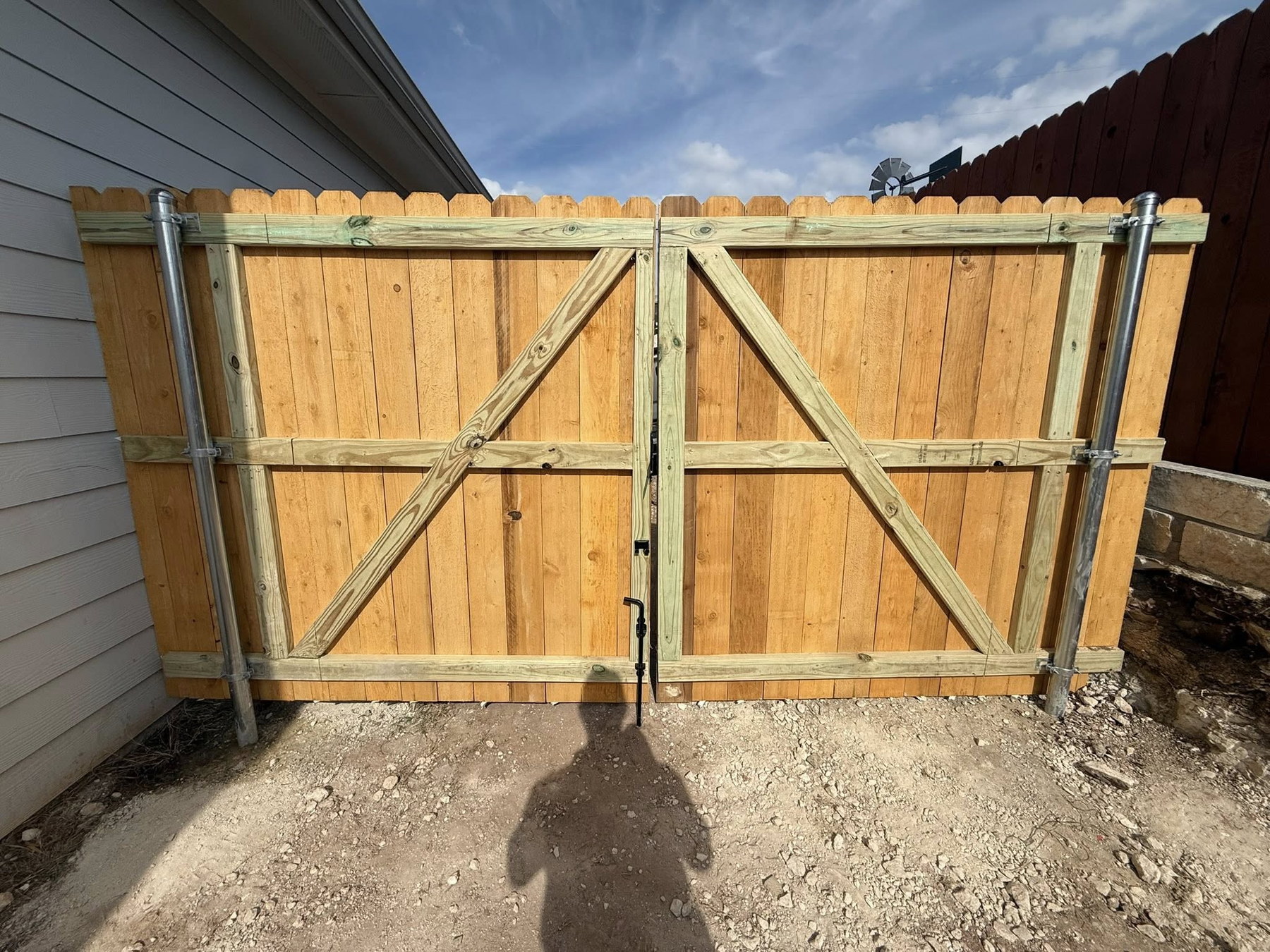 Cedar privacy fence with gate