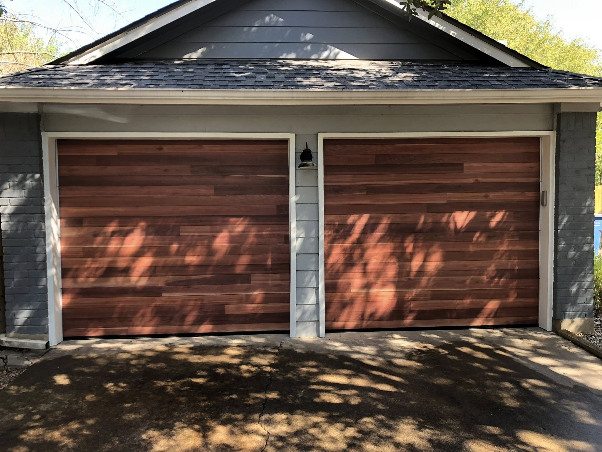 Custom cedar plank garage doors