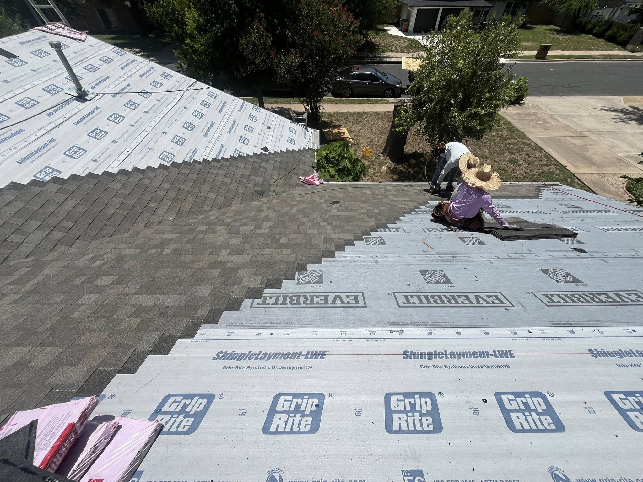 Synthetic underlayment installed on a roof