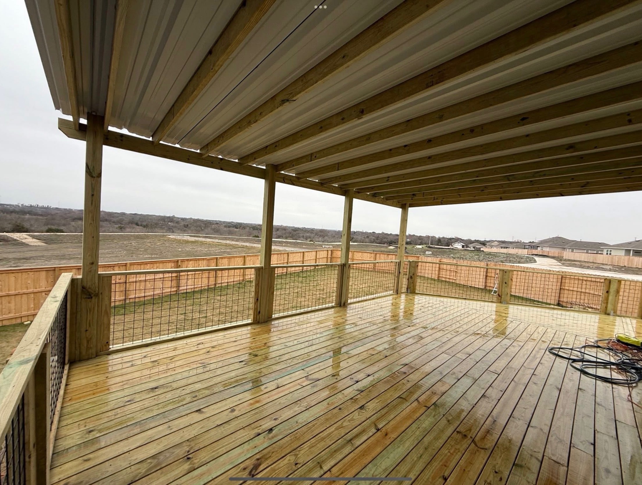 Custom covered deck with Hill Country view in greater Austin
